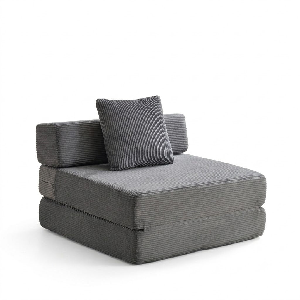 Canapé Lit Modulable Velours Côtelé Design | 1 Place Compact