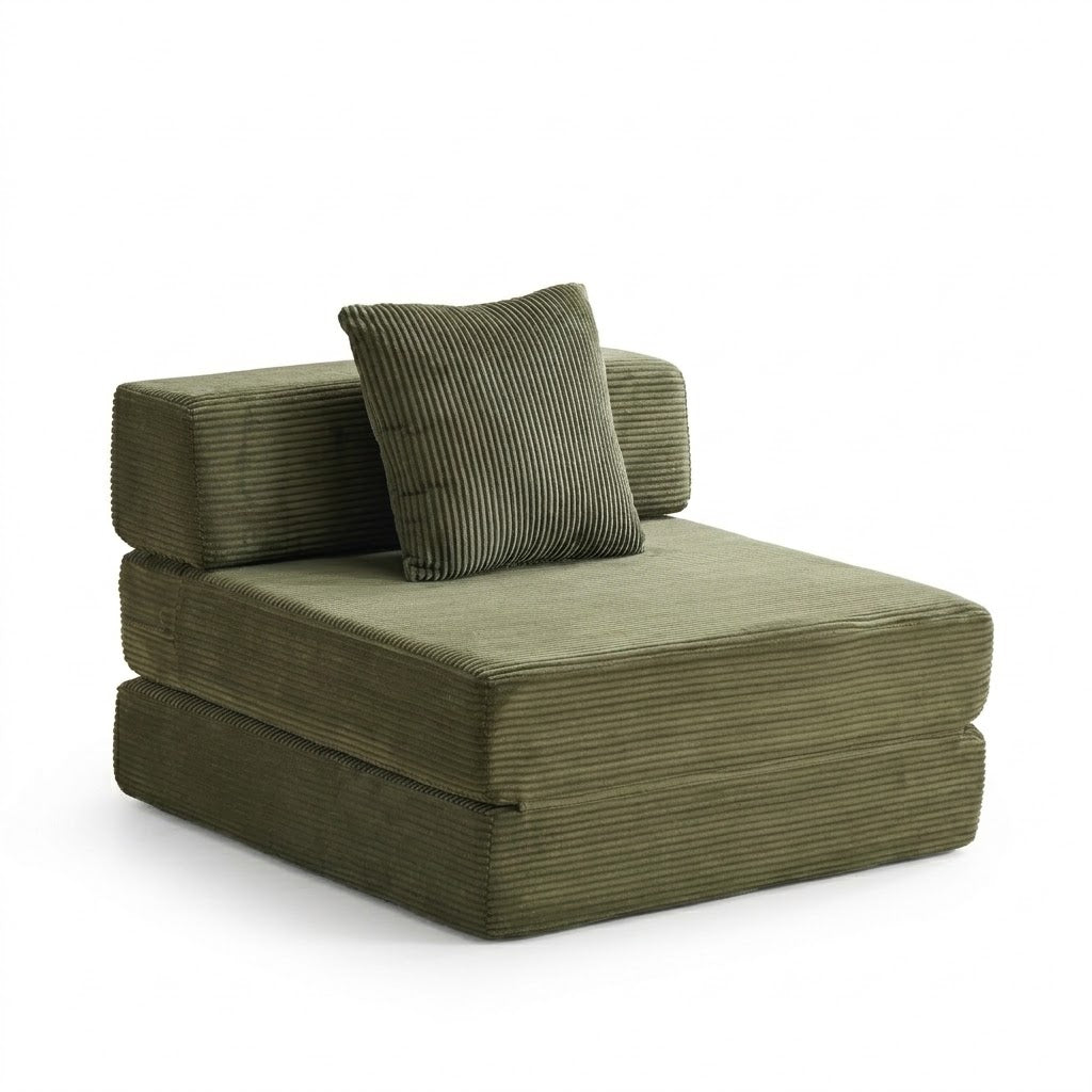 Canapé Lit Modulable Velours Côtelé Design | 1 Place Compact