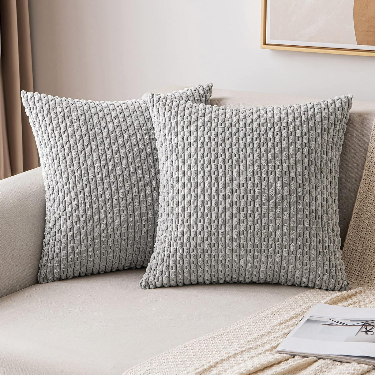 Housse de coussin 45x45 cm velours côtelé