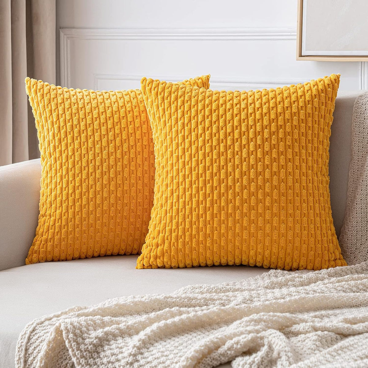 Housse de coussin 45x45 cm velours côtelé