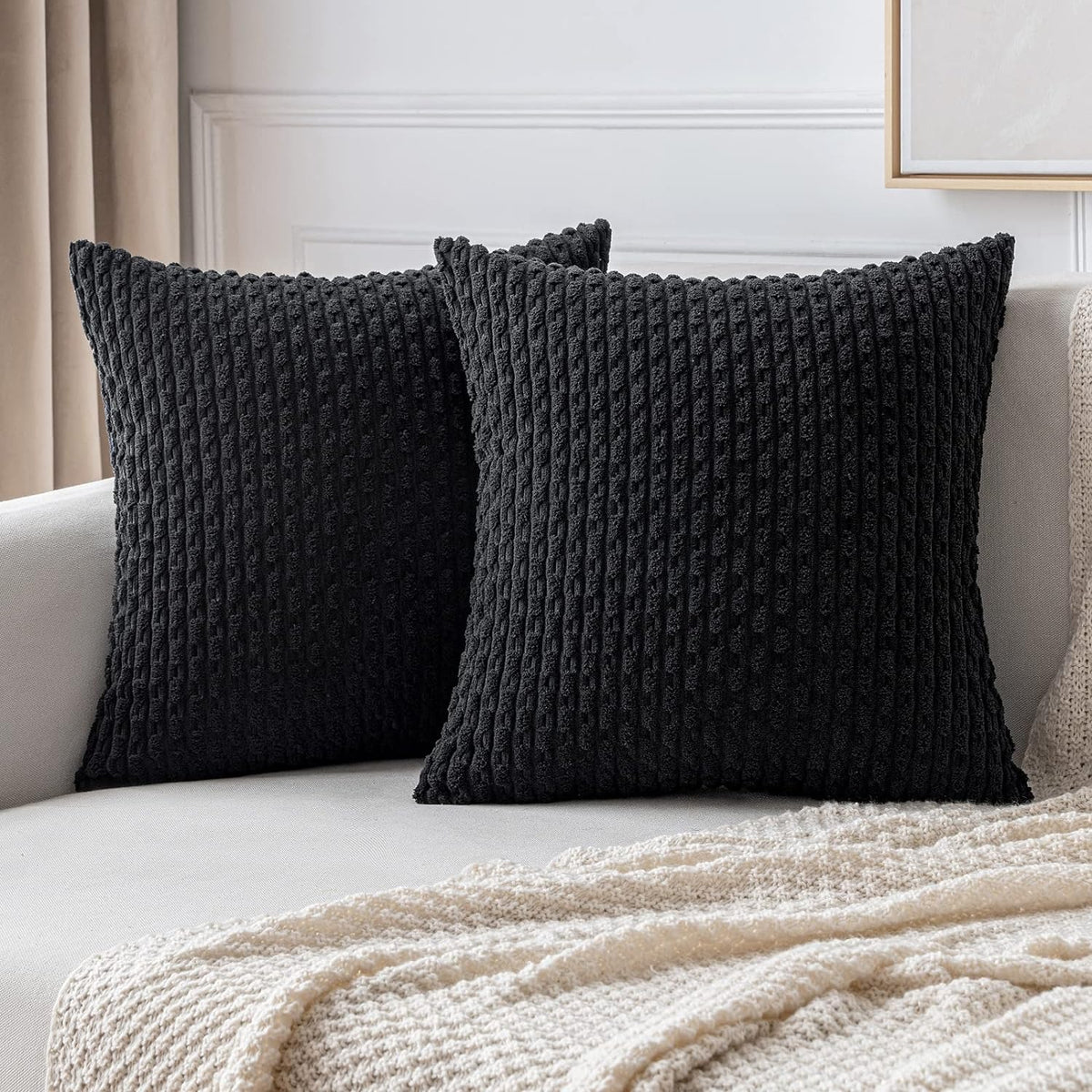 Housse de coussin 45x45 cm velours côtelé