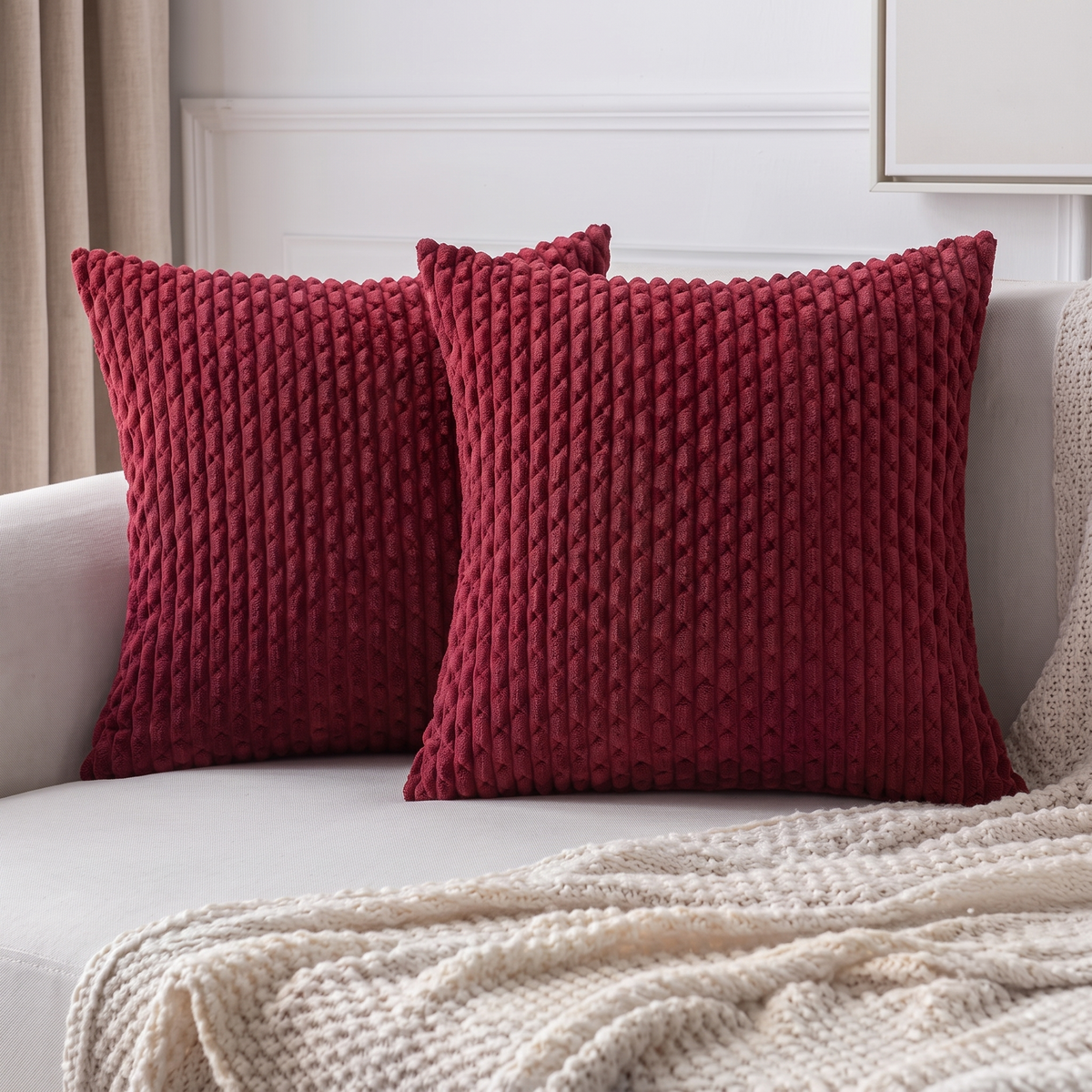Housse de coussin 45x45 cm velours côtelé