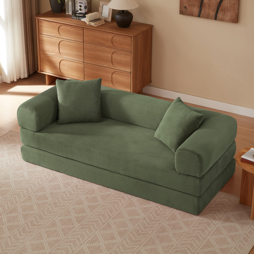 Canapé Lit Modulable Velours Côtelé Design | 2 Places Compact