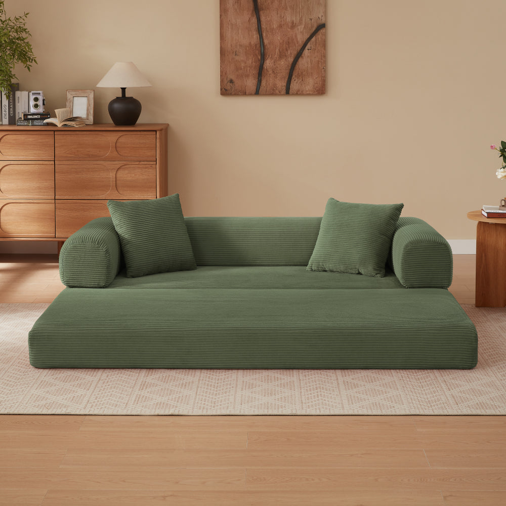 Canapé Lit Modulable Velours Côtelé Design | 2 Places Compact
