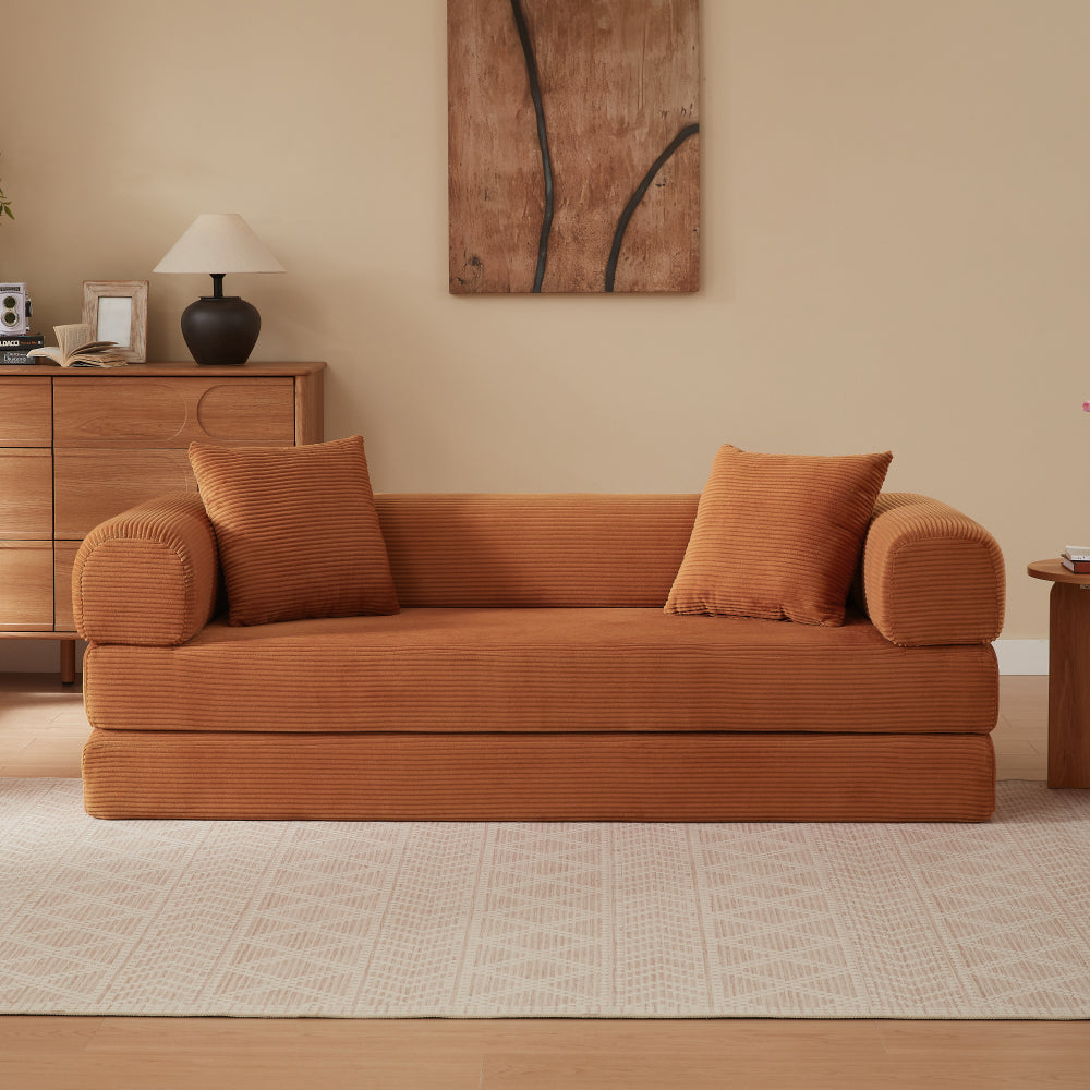 Canapé Lit Modulable Velours Côtelé Design | 2 Places Compact