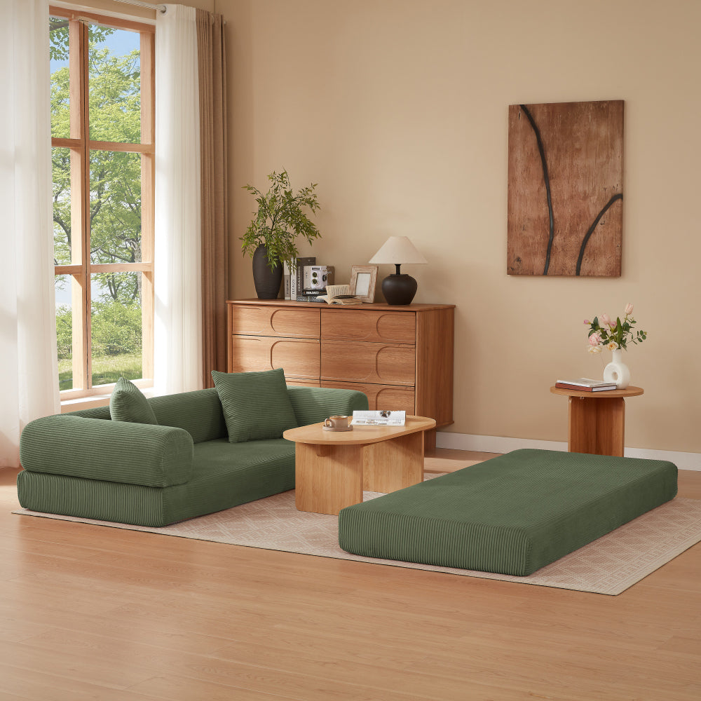 Canapé Lit Modulable Velours Côtelé Design | 2 Places Compact