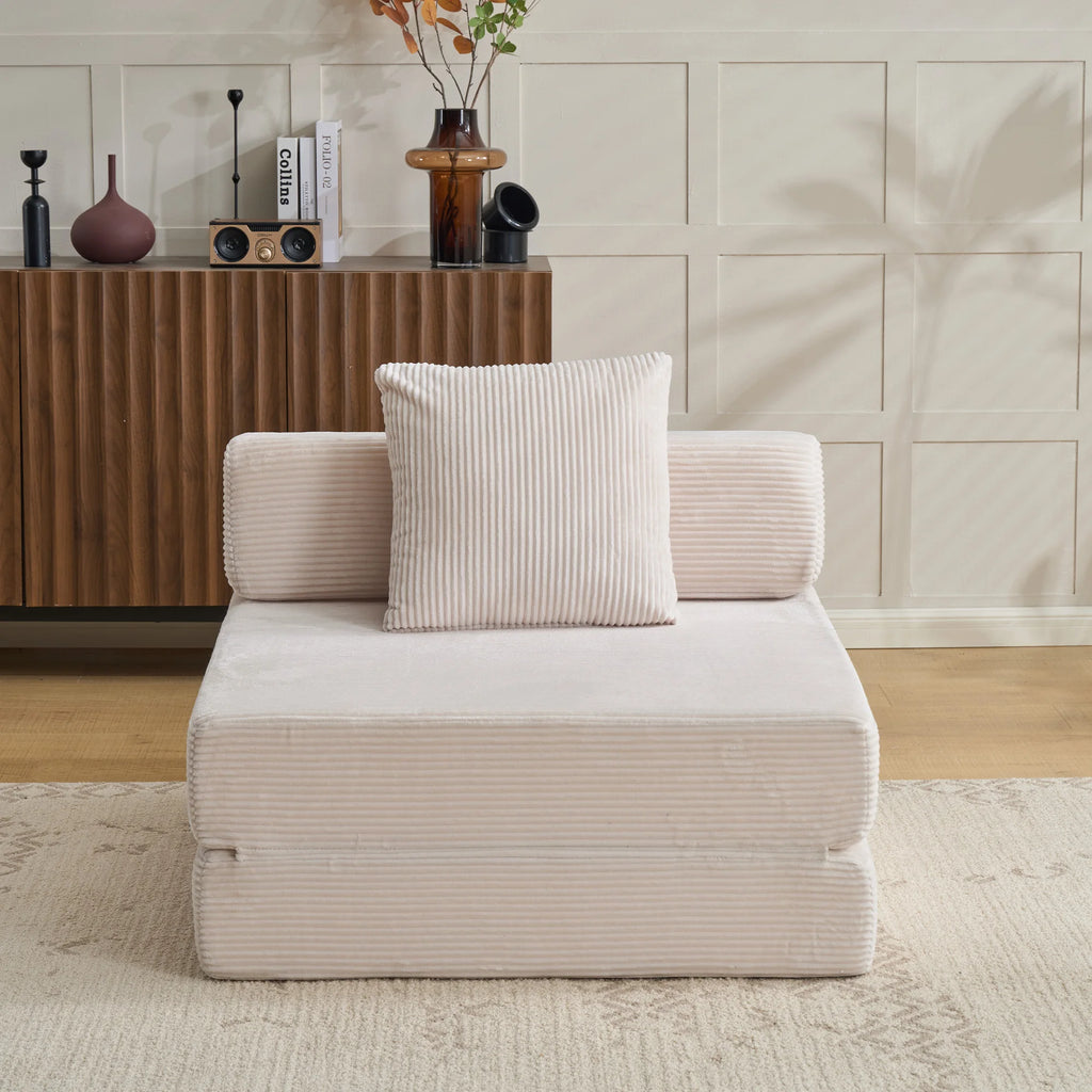 Canapé Lit Modulable Velours Côtelé Design | 1 Place Compact