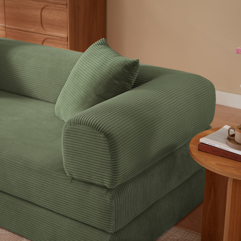 Canapé Lit Modulable Velours Côtelé Design | 2 Places Compact