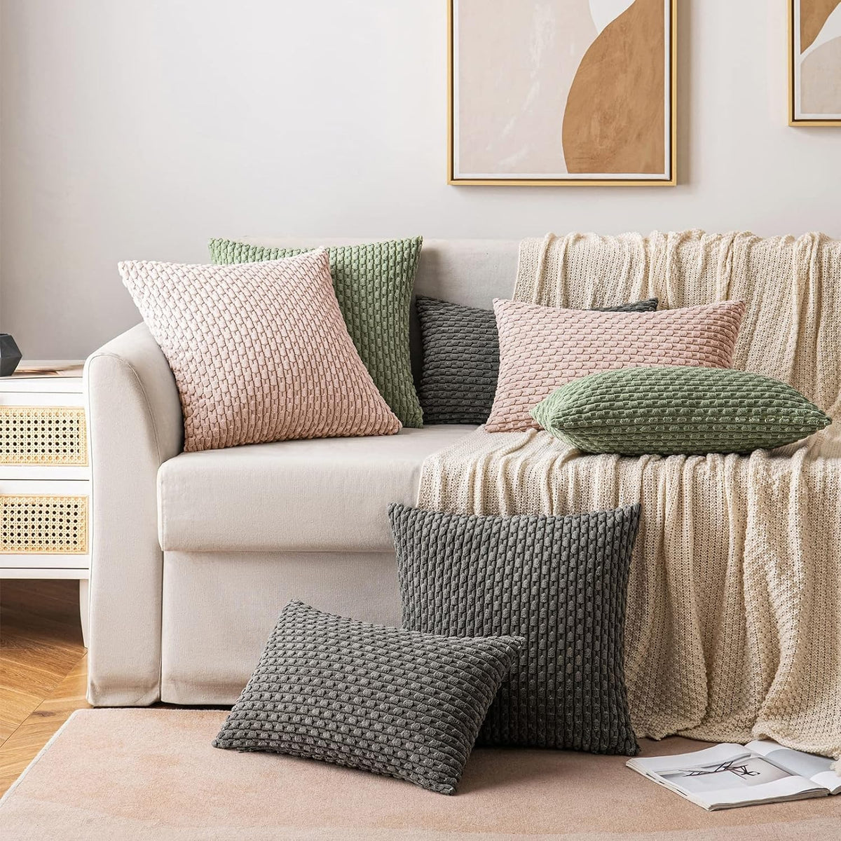 Housse de coussin 45x45 cm velours côtelé