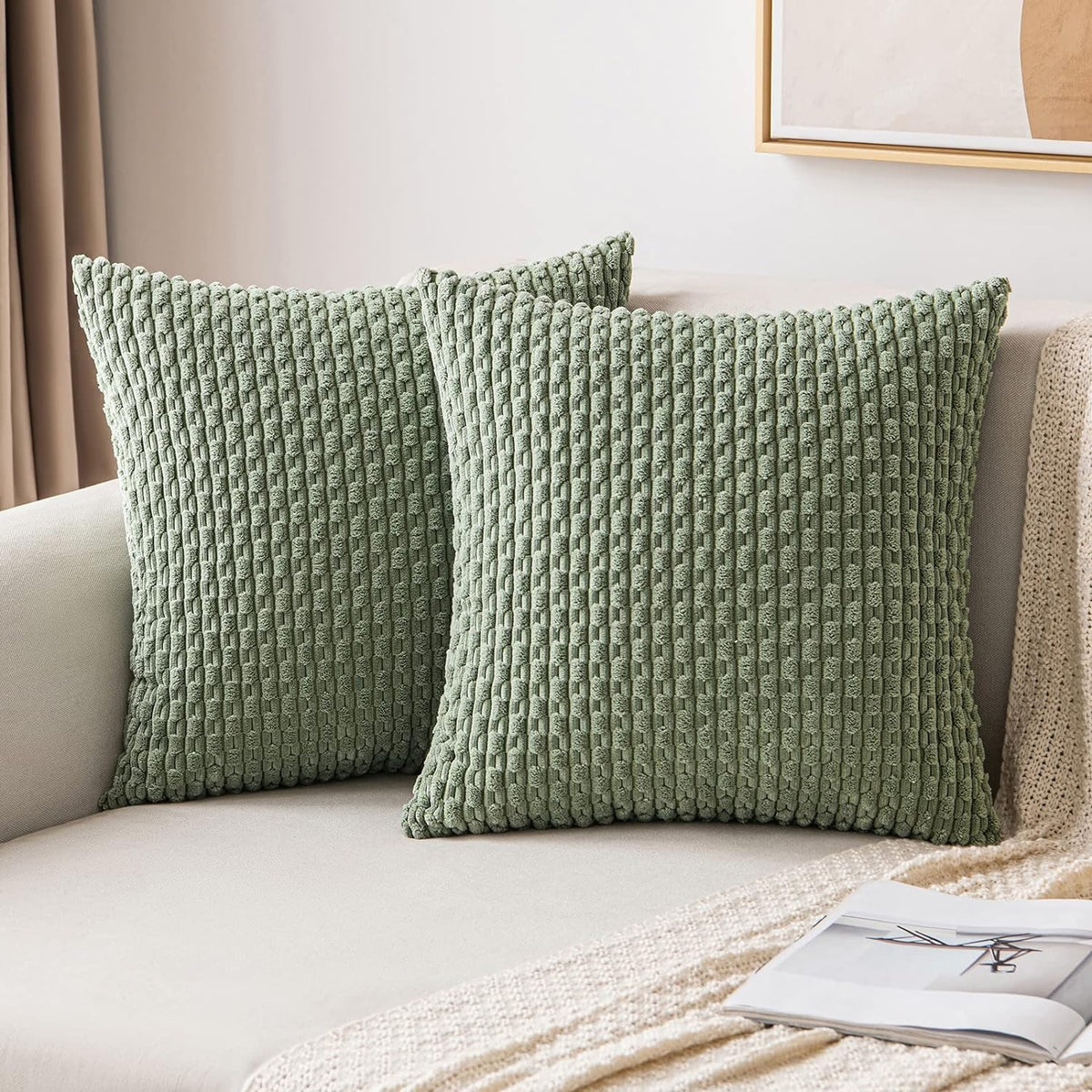 Housse de coussin 45x45 cm velours côtelé