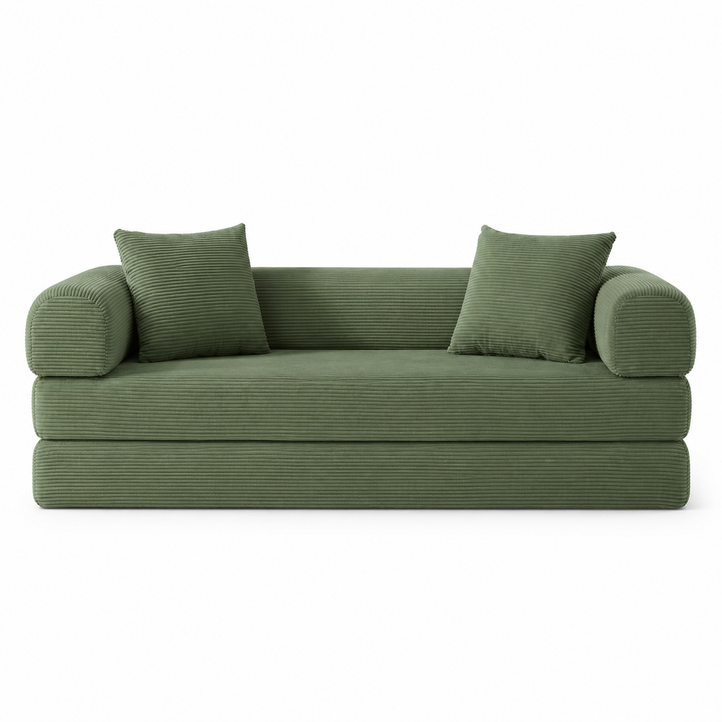 Canapé Lit Modulable Velours Côtelé Design | 2 Places Compact