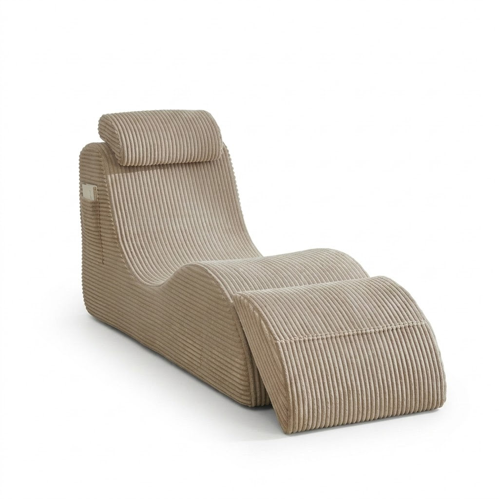 Siège de relaxation en velours côtelé avec repose-pieds intégré
